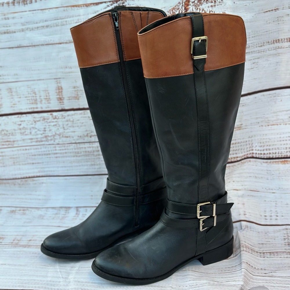 INC FRANK II Boots Leather Riding  two tone 9